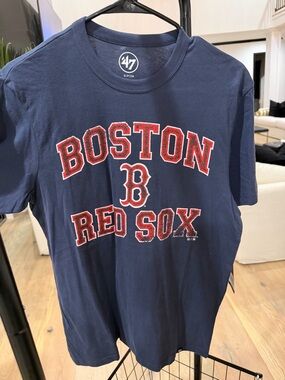 47 Navy Boston Red Sox Graphic Tee with Red Lettering